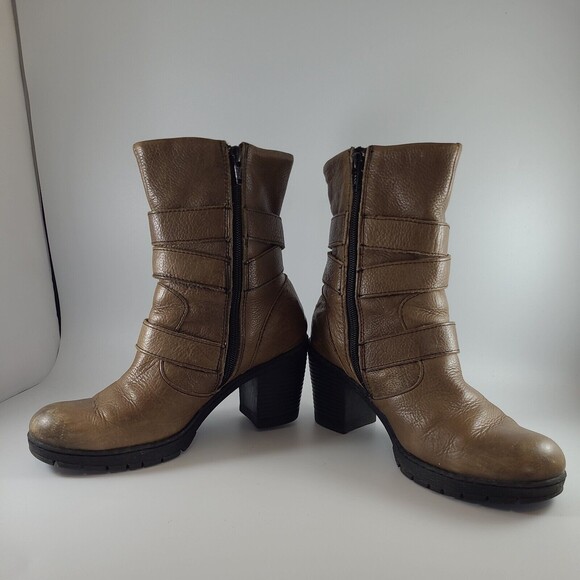 BOC Josephine Boot Lug Sole Buckle Strap Heeled Leather Brown Women's sz 8 Eu39 - Picture 8 of 12